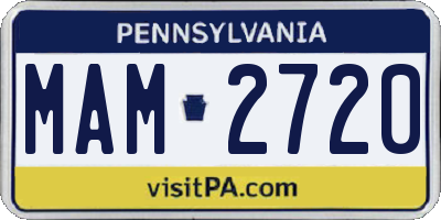 PA license plate MAM2720