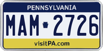 PA license plate MAM2726