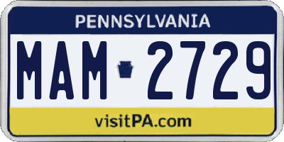 PA license plate MAM2729