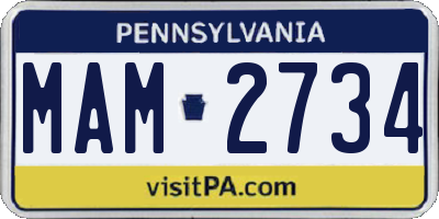 PA license plate MAM2734