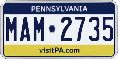PA license plate MAM2735