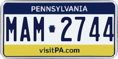 PA license plate MAM2744
