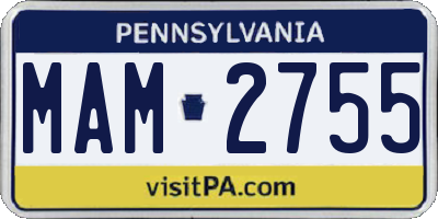 PA license plate MAM2755