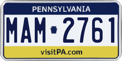 PA license plate MAM2761