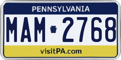 PA license plate MAM2768