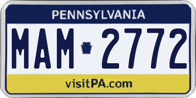 PA license plate MAM2772