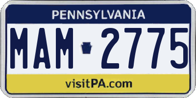 PA license plate MAM2775