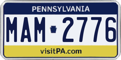PA license plate MAM2776