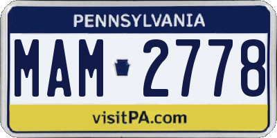 PA license plate MAM2778