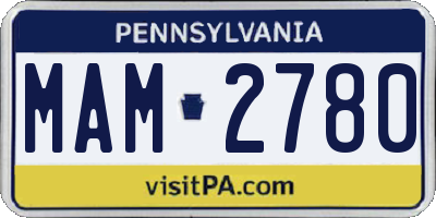 PA license plate MAM2780