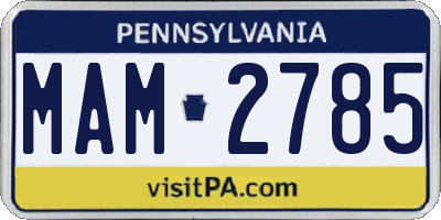 PA license plate MAM2785