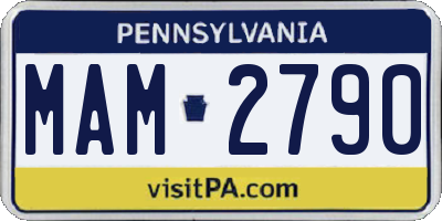 PA license plate MAM2790