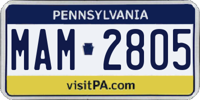 PA license plate MAM2805