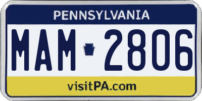 PA license plate MAM2806