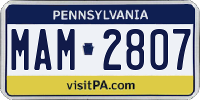 PA license plate MAM2807