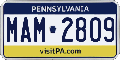PA license plate MAM2809