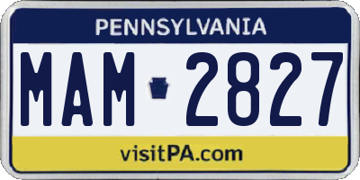 PA license plate MAM2827