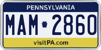 PA license plate MAM2860