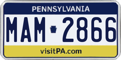 PA license plate MAM2866