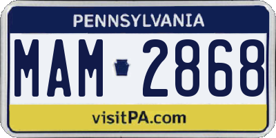 PA license plate MAM2868