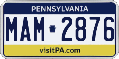 PA license plate MAM2876