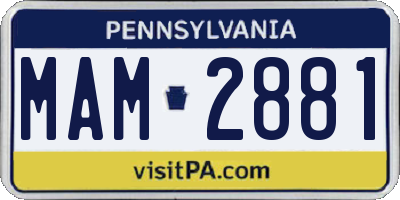 PA license plate MAM2881