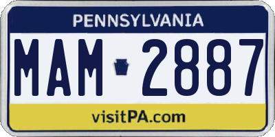 PA license plate MAM2887