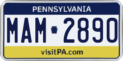 PA license plate MAM2890