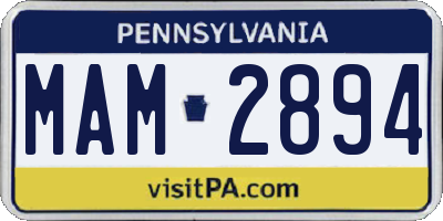 PA license plate MAM2894