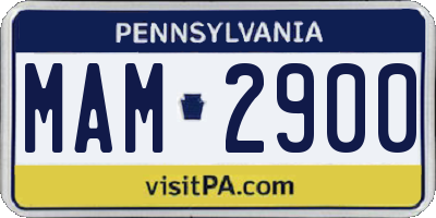 PA license plate MAM2900