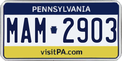 PA license plate MAM2903