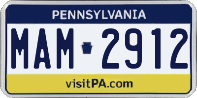 PA license plate MAM2912