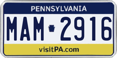 PA license plate MAM2916