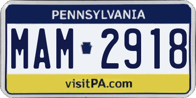 PA license plate MAM2918