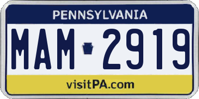 PA license plate MAM2919