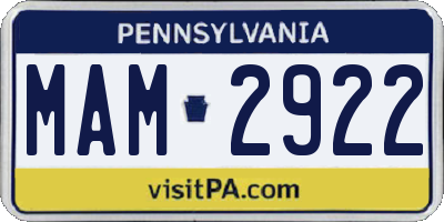 PA license plate MAM2922
