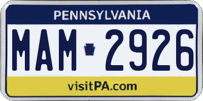 PA license plate MAM2926