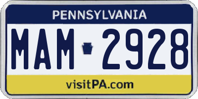 PA license plate MAM2928