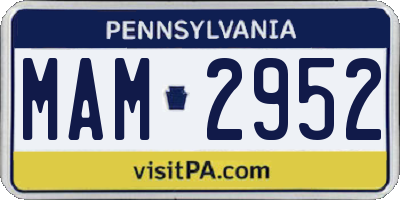 PA license plate MAM2952