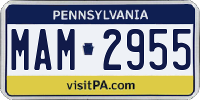 PA license plate MAM2955