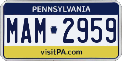 PA license plate MAM2959