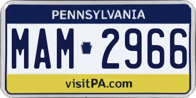 PA license plate MAM2966