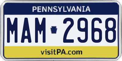 PA license plate MAM2968