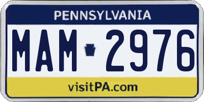 PA license plate MAM2976