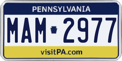 PA license plate MAM2977