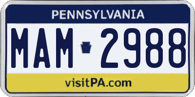 PA license plate MAM2988