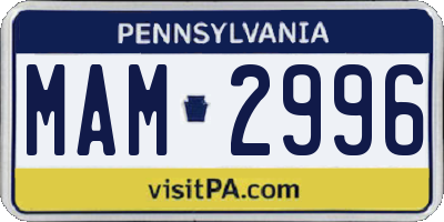 PA license plate MAM2996