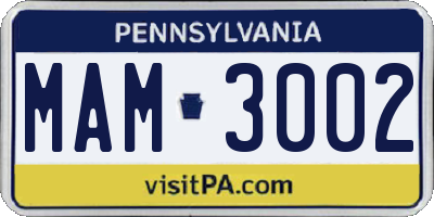 PA license plate MAM3002