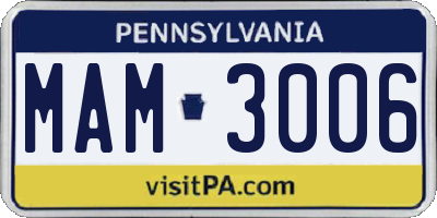 PA license plate MAM3006