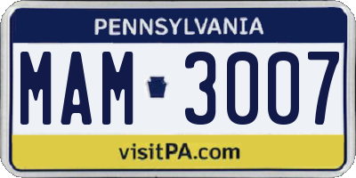PA license plate MAM3007